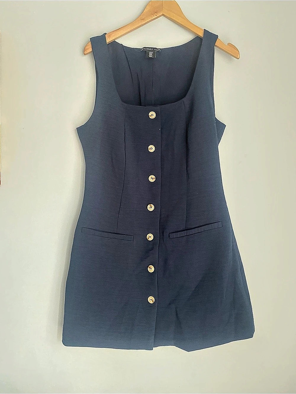 Navy Office Siren Button-Front Mini Dress Blue Medium | Business / Casual
